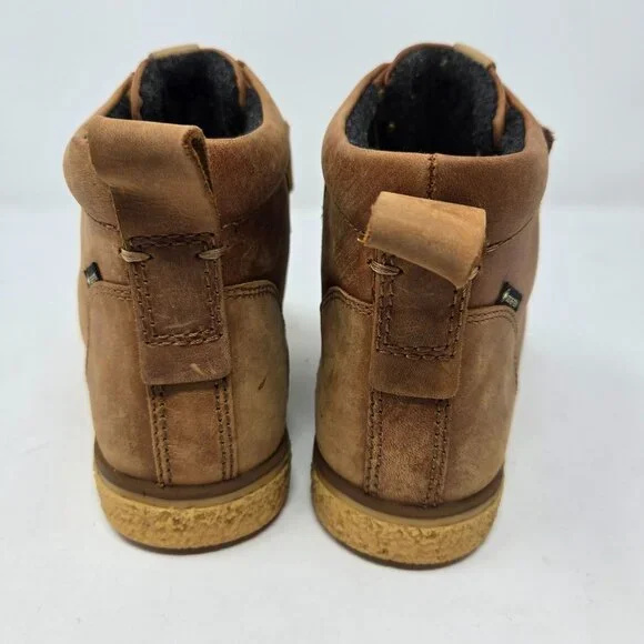 Ecco boys 12.5 kids Crepetray tan brown leather hook and loop booties lined - Picture 3 of 13